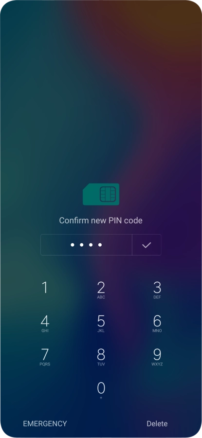 Key in the new PIN again and press the confirm icon.