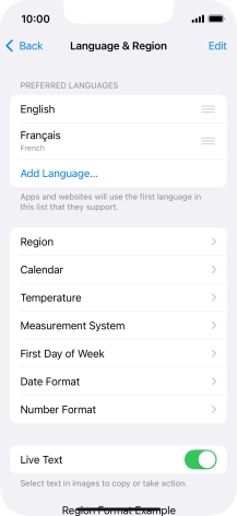 To subsequently select another language as the default language, press the move icon next to the required language and drag it to the top of the list.