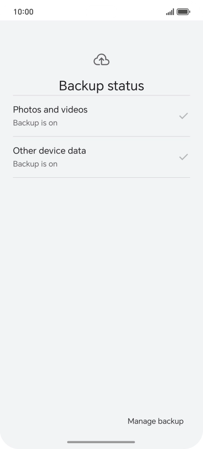 Press Manage backup.