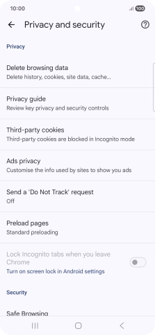 Press Delete browsing data.