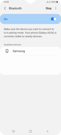 Press the required Bluetooth device and follow the instructions on the screen to pair the device with your phone.
