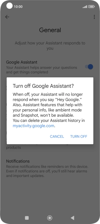 If you turn off the function, press TURN OFF.