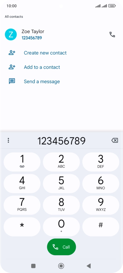 Key in the required number and press the call icon.
