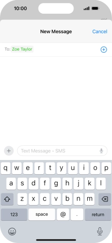 Press the text input field and write the text for your text message.