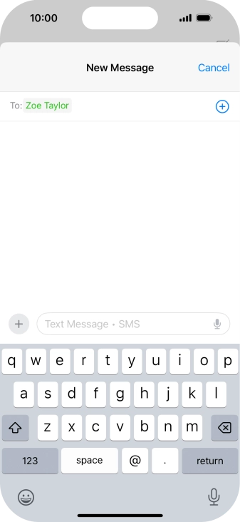 Press the text input field and write the text for your text message.