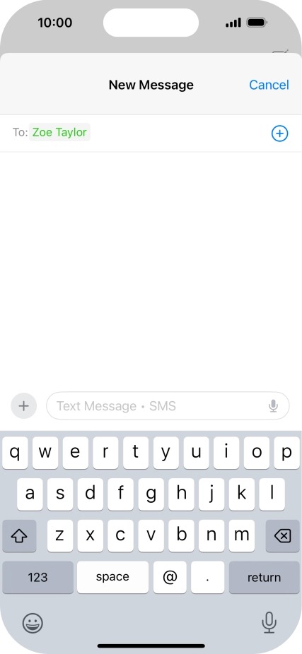 Press the text input field and write the text for your text message.