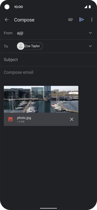 Press Subject and write the subject of your email message.