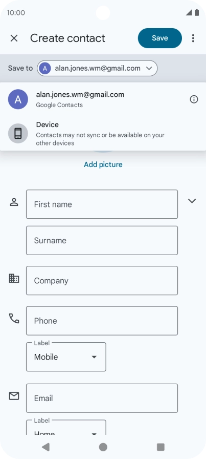 Press the required Google account.