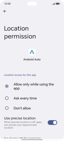 Press the required setting.