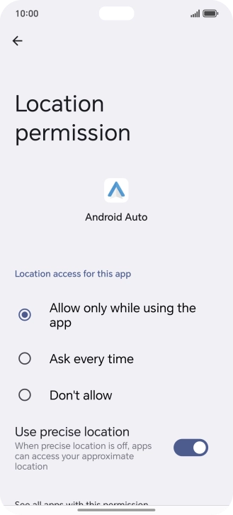 Press the required setting.
