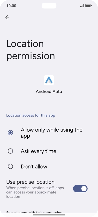 Press the required setting.