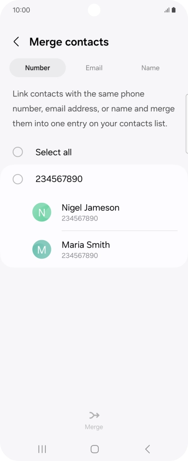 Press the field next to the required number.