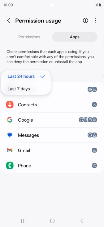 Press the required setting. Press the required setting.