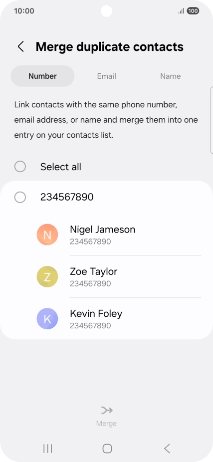 Press the field next to the required number.