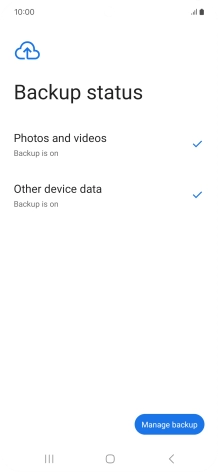 Press Manage backup.