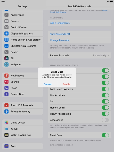 If you turn on the function, press Enable. If you turn on the function, press Enable.