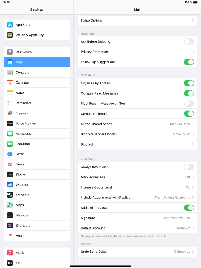 Press Default Account.