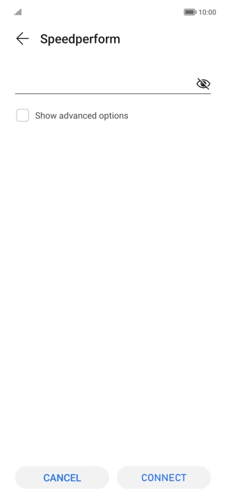 Key in the password for the Wi-Fi network and press CONNECT.