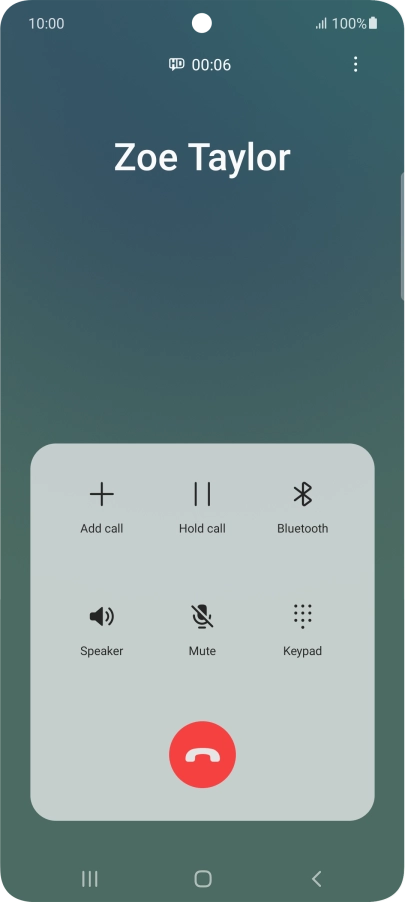 Press the end call icon.