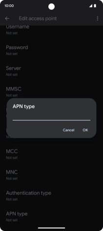 Key in default and press OK.