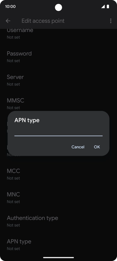 Key in default and press OK.