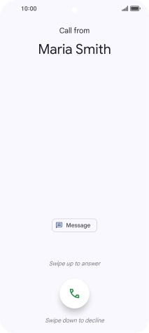Press and drag the accept call icon upwards.