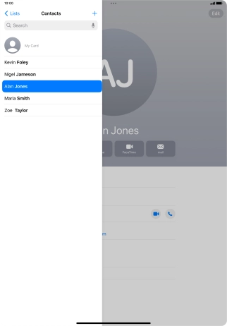 Press the required contact. Press the required contact.