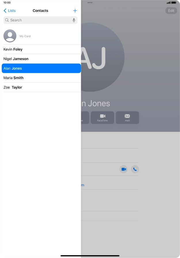 Press the required contact.