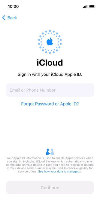 Press Email or Phone Number and key in the username for your Apple ID.