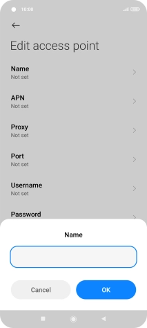 Key in Vodafone Internet and press OK.