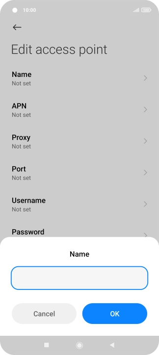 Key in Vodafone Internet and press OK.
