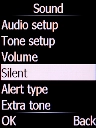 Select Silent and press the Left selection key.