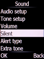 Select Silent and press the Left selection key.