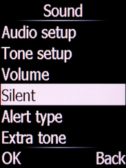 Select Silent and press the Left selection key.