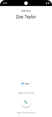 Press and drag the accept call icon upwards.
