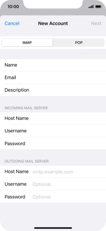 Press Host Name and key in the name of your email provider's outgoing server.