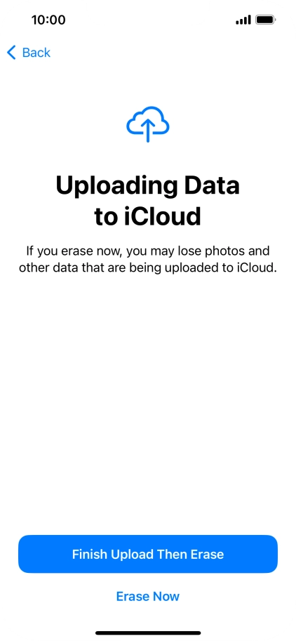 Press the required setting. Press the required setting.