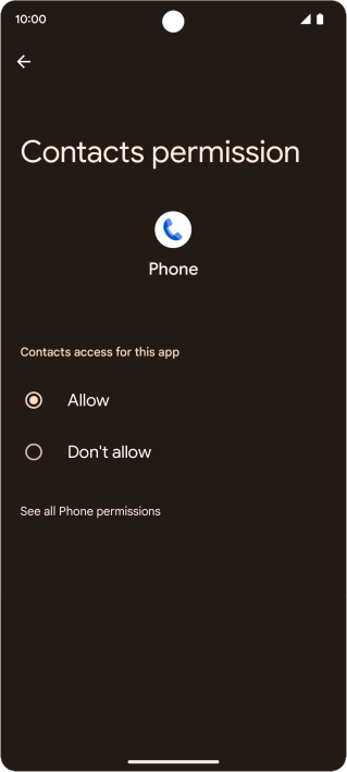 Press the required setting.