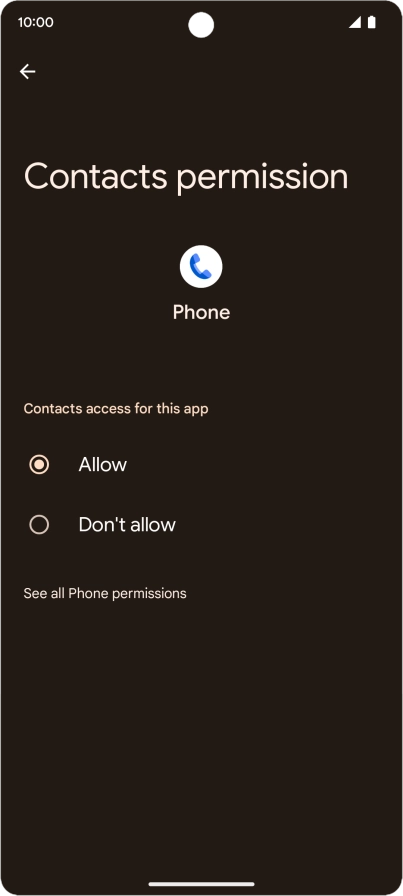 Press the required setting.