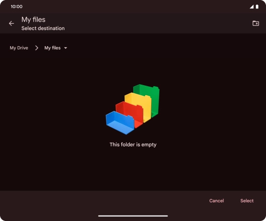 To create a new folder, press the new folder icon and follow the instructions on the screen to create a new folder.