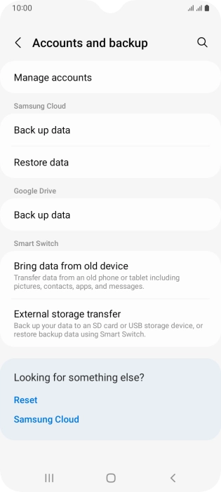 Press Manage accounts. Press Manage accounts.