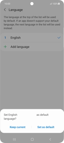 To select the new language as the default phone language, press Set as default.