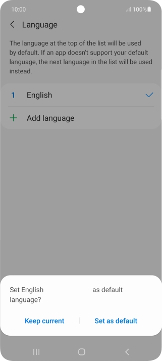 To select the new language as the default phone language, press Set as default.