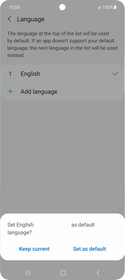 To select the new language as the default phone language, press Set as default.