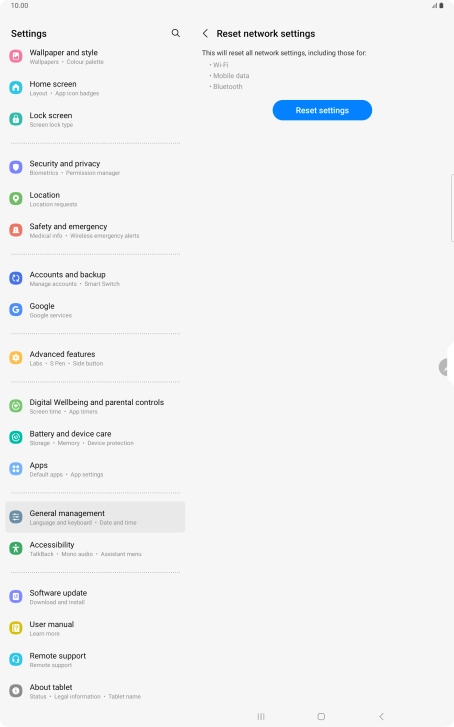 Press Reset settings.