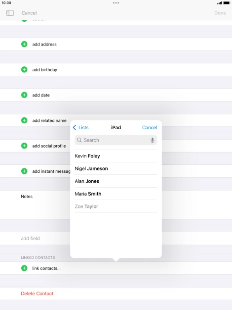 Press the required contact.