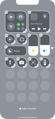 Press Add a control and follow the instructions on the screen to add the required function to Control Centre. Press Add a control and follow the instructions on the screen to add the required function to Control Centre.