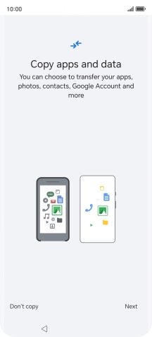 You can transfer the contents of another phone to your phone when it's activated for the first time and after a factory reset. When this screen is displayed, your phone is ready to transfer contents from another phone.
