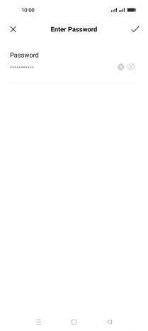 Key in the password for the Wi-Fi network and press the confirm icon.