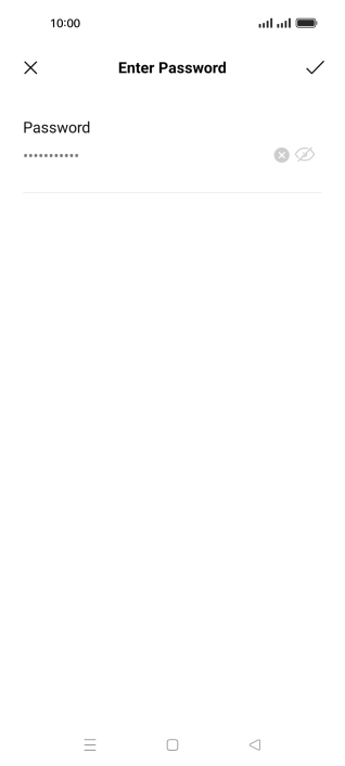 Key in the password for the Wi-Fi network and press the confirm icon.